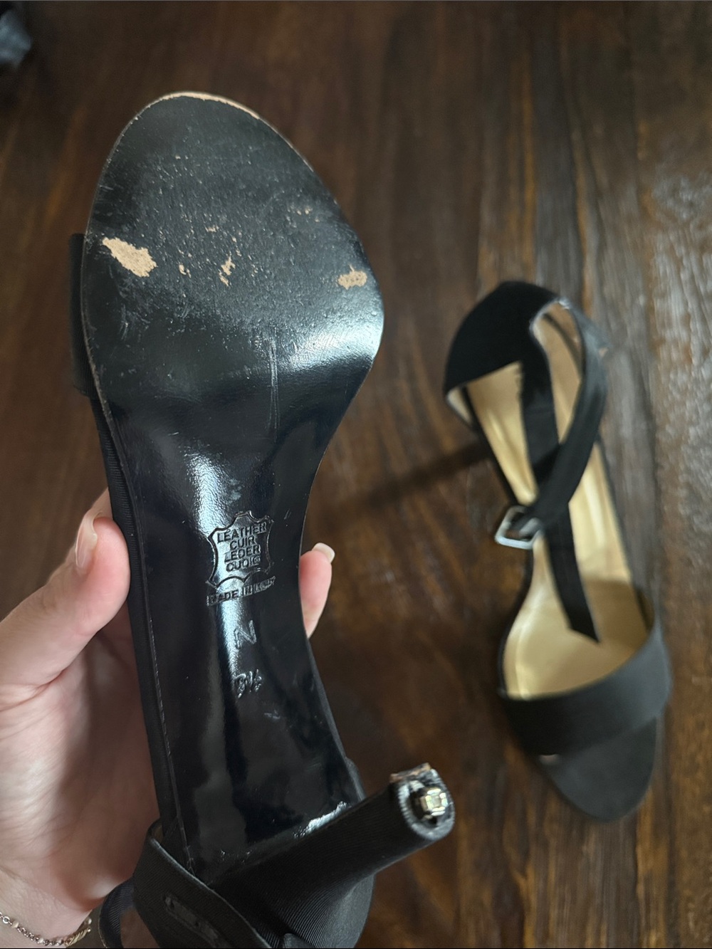 Yves Saint Laurent Black Satin Open-Strap Heels - Picture 2 of 4